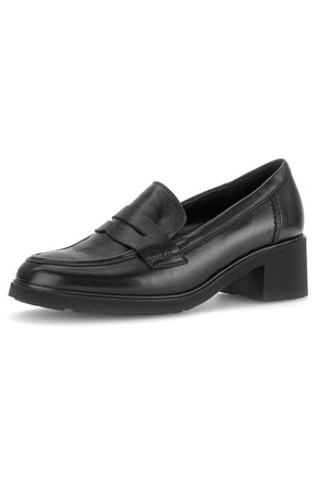 Gabor Leather Heeled Loafer in Black 