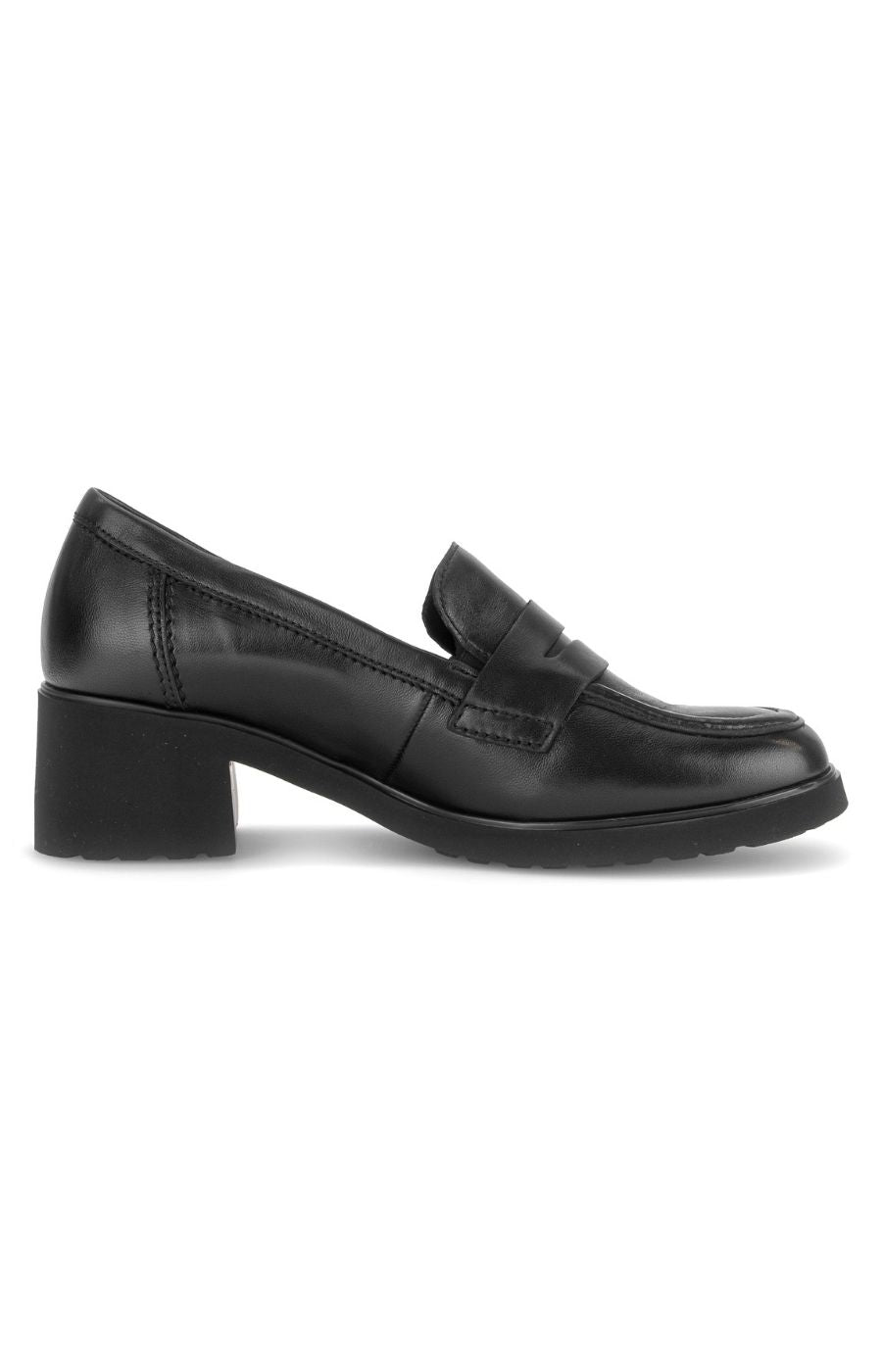 Gabor Leather Heeled Loafer in Black 