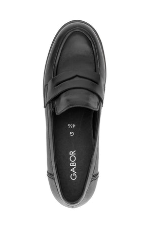 Gabor Leather Heeled Loafer in Black 