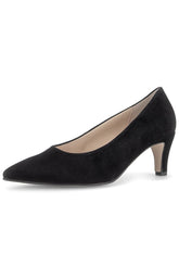 Gabor Suede Court Heel in Black 