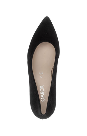 Gabor Suede Court Heel in Black 