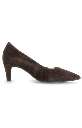 Gabor Suede Court Heel in Brown 