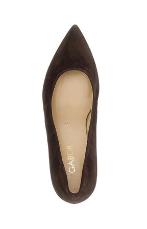 Gabor Suede Court Heel in Brown 