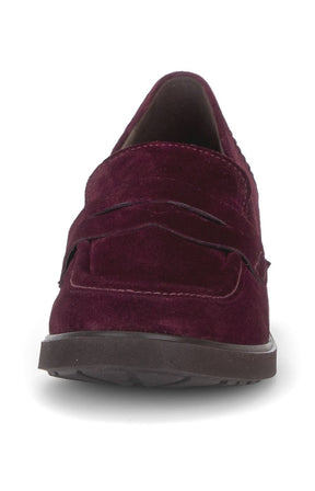 Gabor Suede Heeled Loafer in Wine 