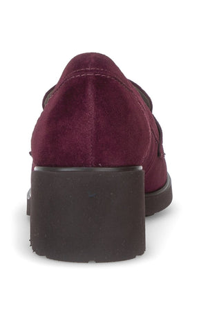 Gabor Suede Heeled Loafer in Wine 
