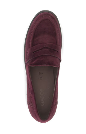 Gabor Suede Heeled Loafer in Wine 