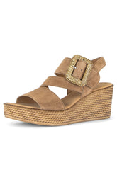 Gabor Tan Suede Wedge Sandal 