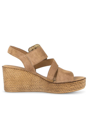Gabor Tan Suede Wedge Sandal 