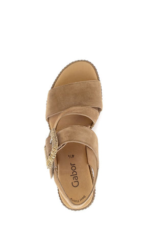 Gabor Tan Suede Wedge Sandal 