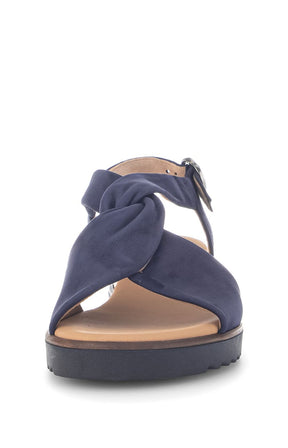 Gabor Twist Sandal in Navy Suede, a navy sandal with buckle closure, twist detailing on the foot, suede upper 