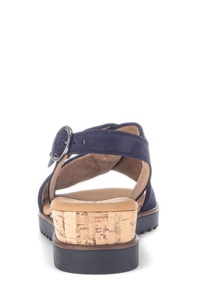 Gabor Twist Sandal in Navy Suede, a navy sandal with buckle closure, twist detailing on the foot, suede upper  