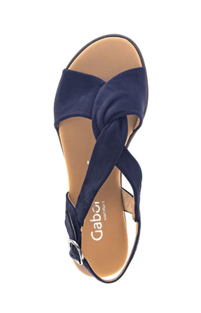 Gabor Twist Sandal in Navy Suede, a navy sandal with buckle closure, twist detailing on the foot, suede upper  