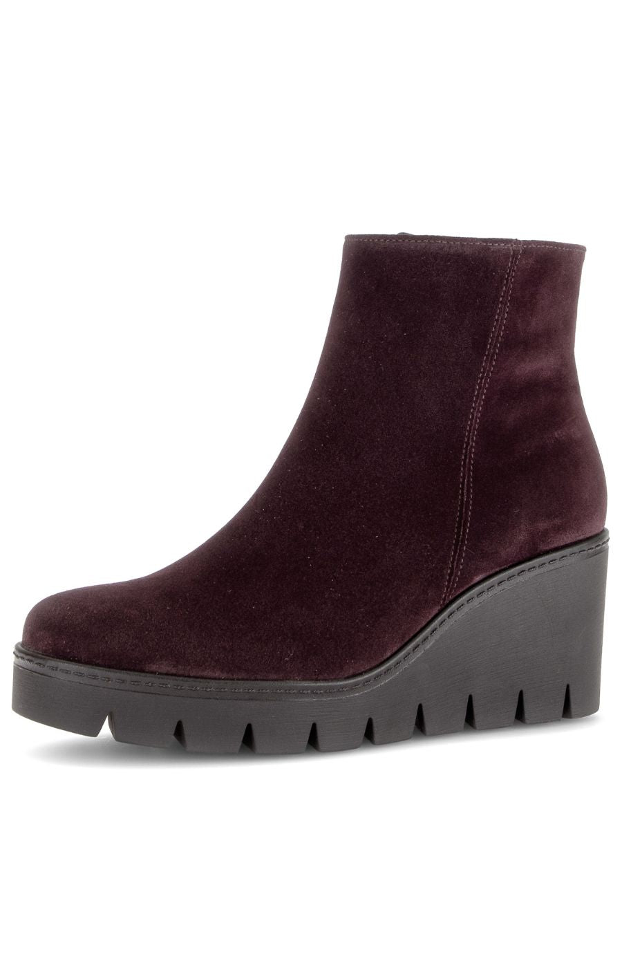 Gabor Wedge Heel Ankle Boots in Mulberry 