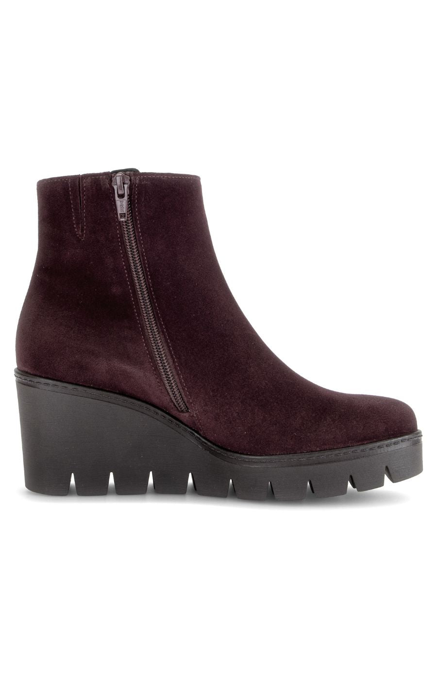 Gabor Wedge Heel Ankle Boots in Mulberry 