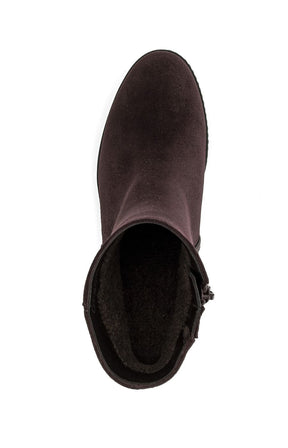 Gabor Wedge Heel Ankle Boots in Mulberry 