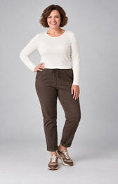 Grace Jogger in Brown. This image was created using AI