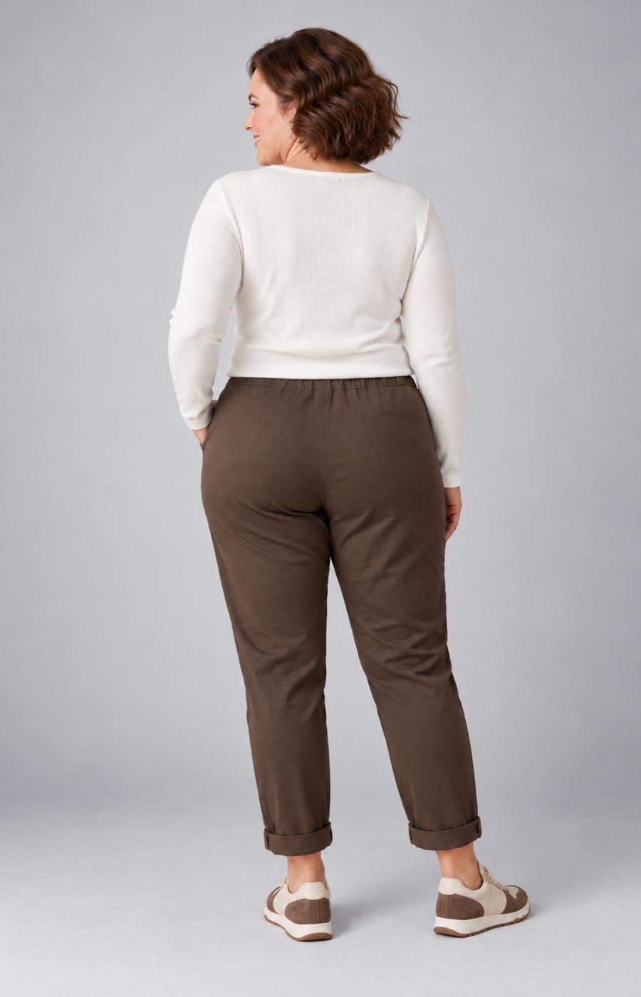 Grace Jogger in Brown. This image was created using AI