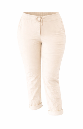 Cream trousers on a white background