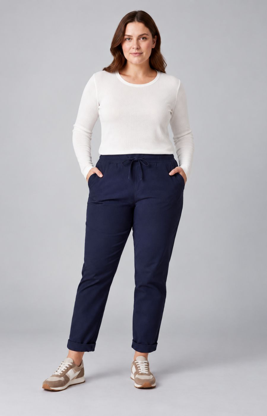 Grace Jogger in Navy. This image was created using AI