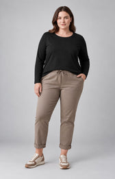 Grace Jogger in Taupe. This image was created using AI