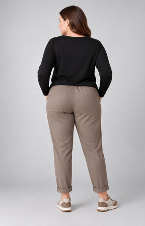 Grace Jogger in Taupe. This image was created using AI