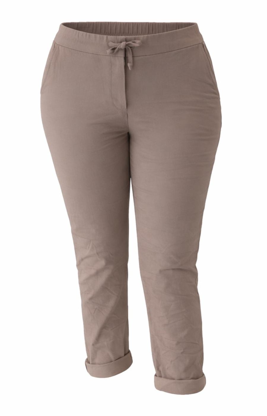 Taupe pants on a beige background