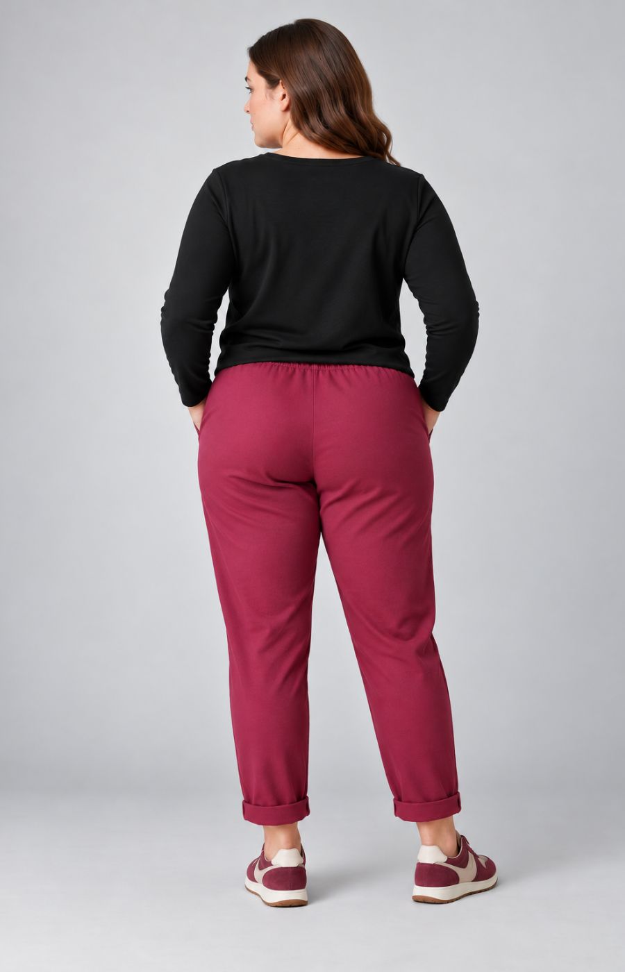 Grace Jogger in Wine. This image was created using AI
