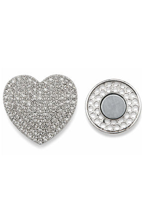 Heidi Heart Magnetic Brooch in Silver 