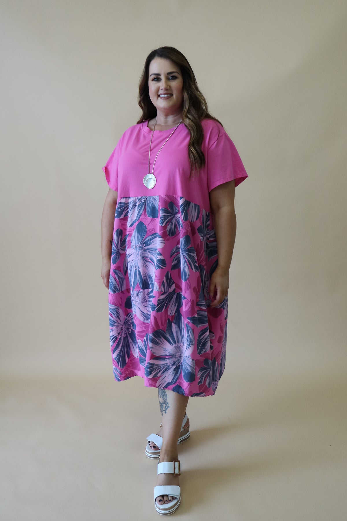 Gianni Floral Dress in Pink