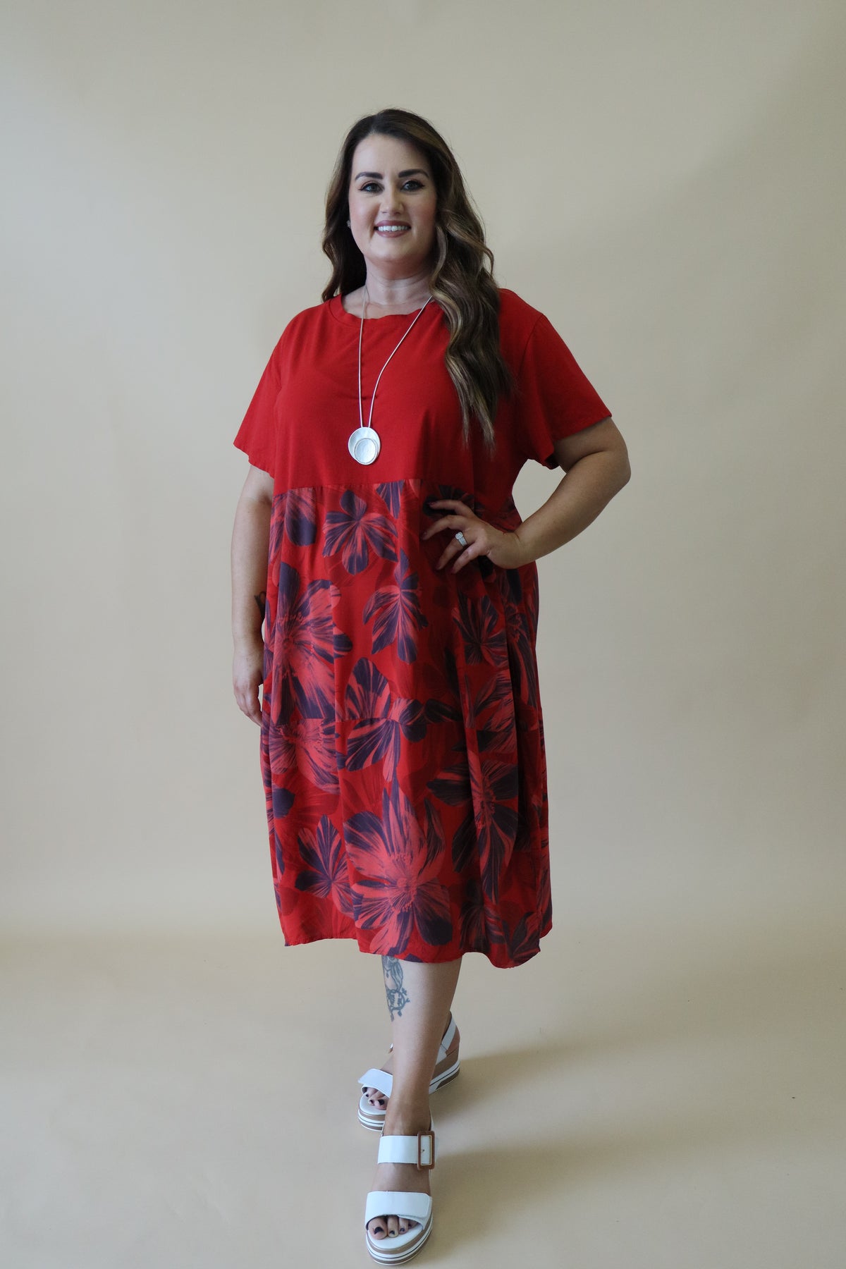  Gianni Floral Dress in Red