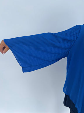 Isla Pleated Sleeved Bolero in Blue