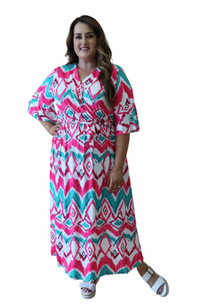 Beth Faux Wrap Dress in White