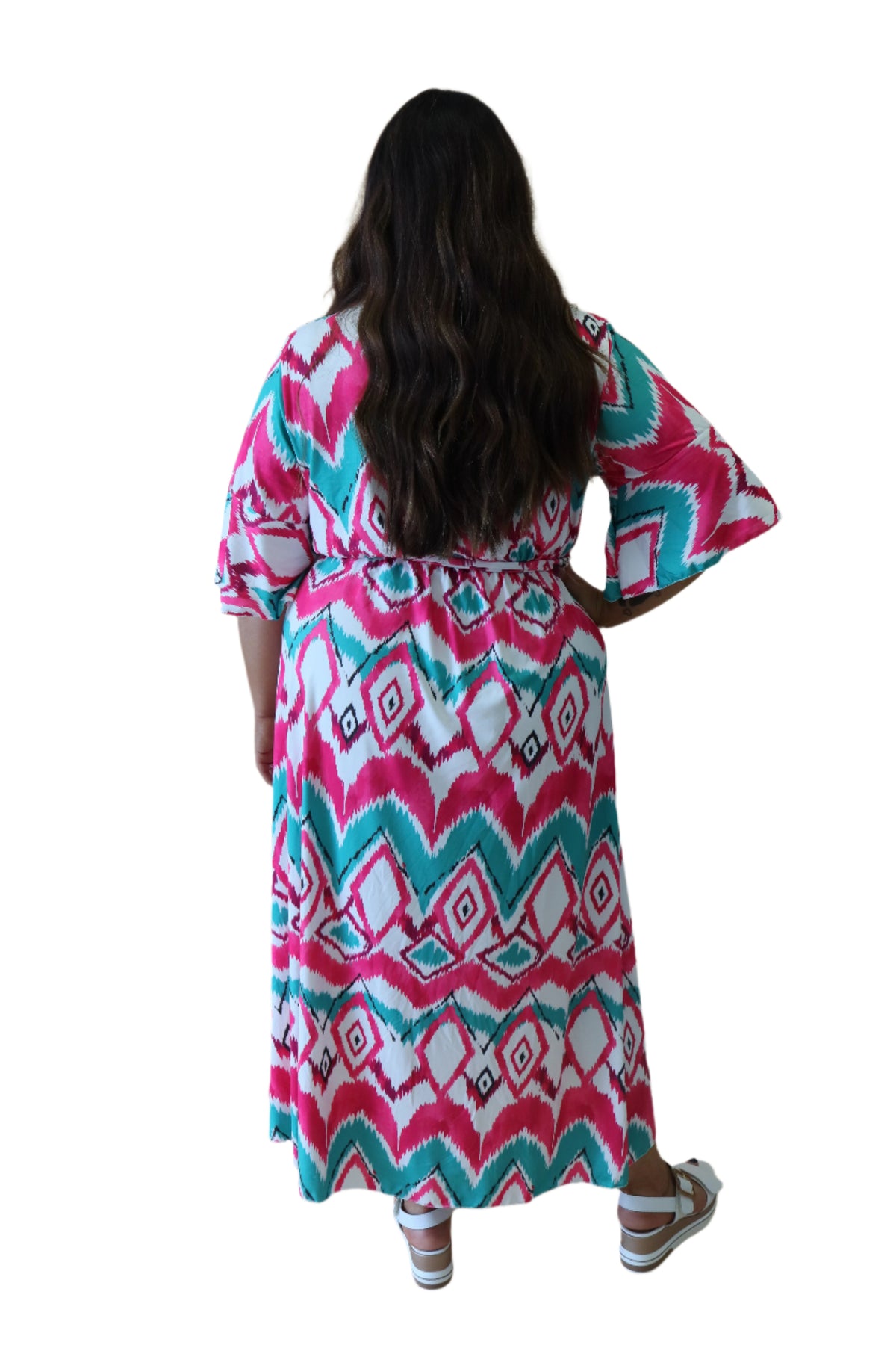 Beth Faux Wrap Dress in White