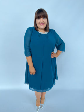 Godske Dress with Diamante Collar in Teal