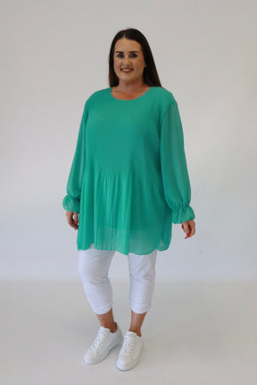 Maizie Pleated Blouse in Green
