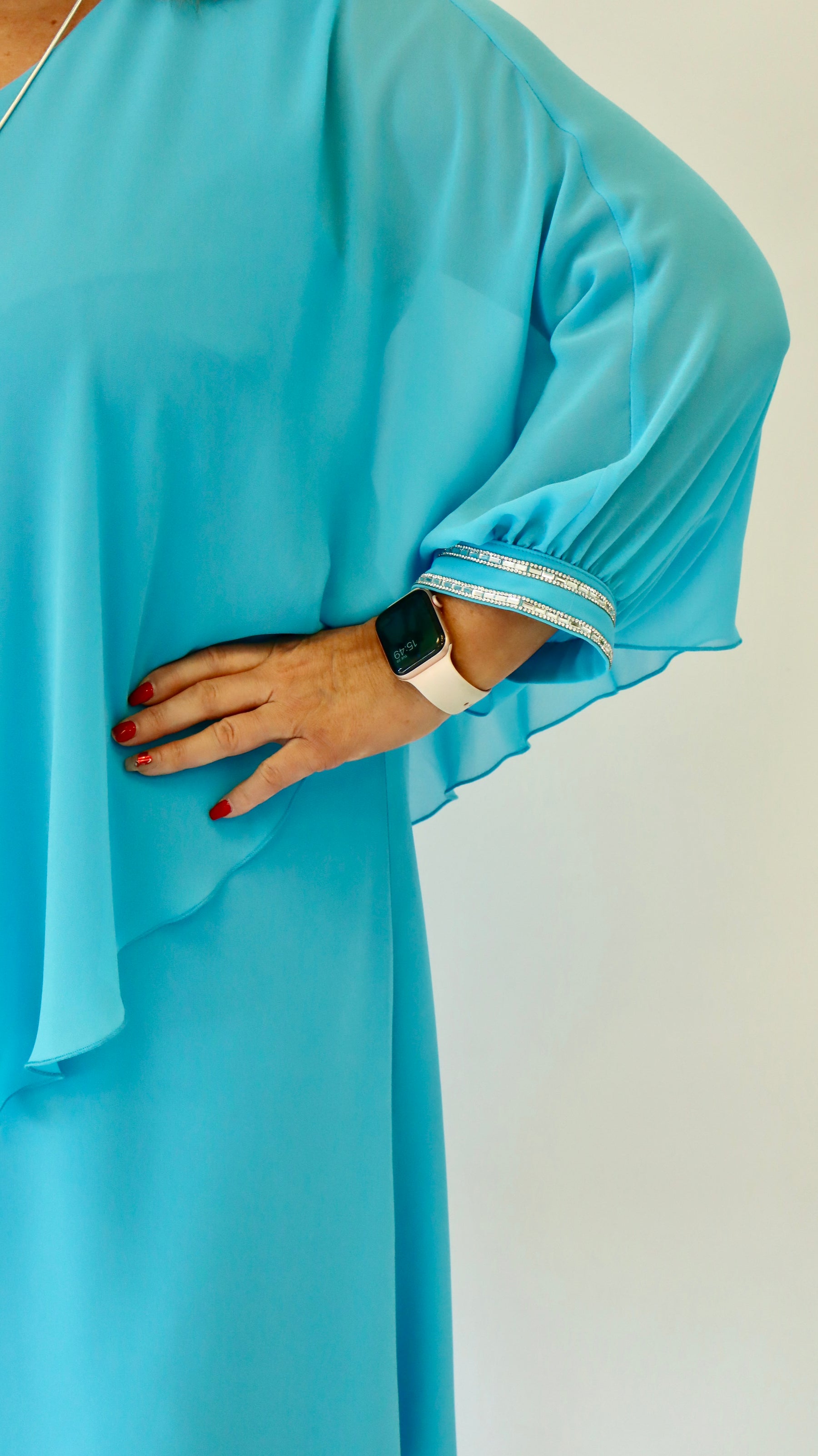 Godske Dress with Diamante Cuffs in Blue