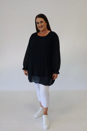 Maizie Pleated Blouse in Navy