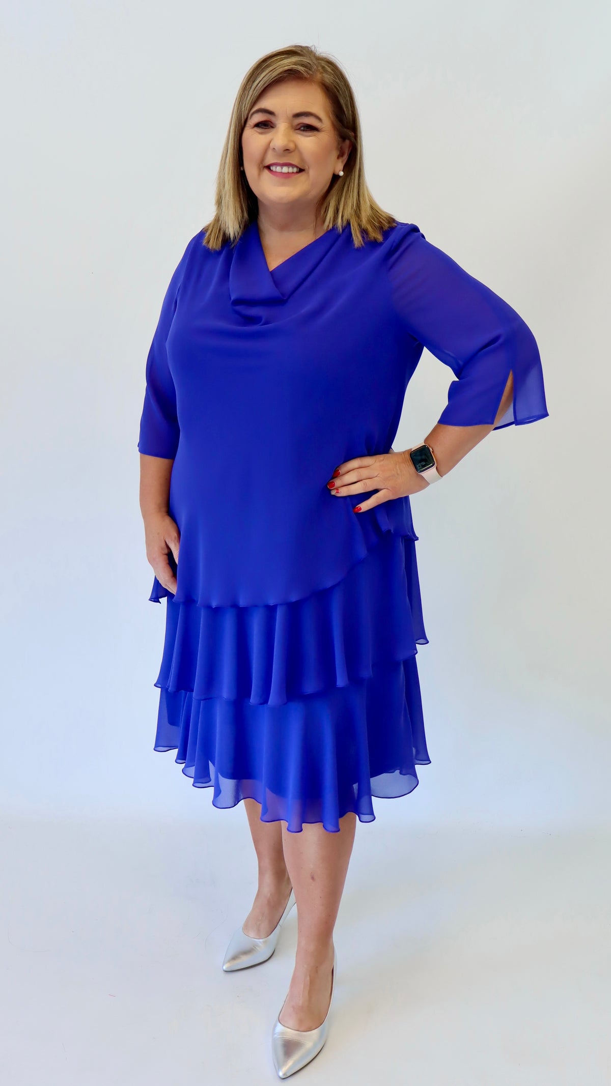 Godske Dress with Cowl Neckline in Purple