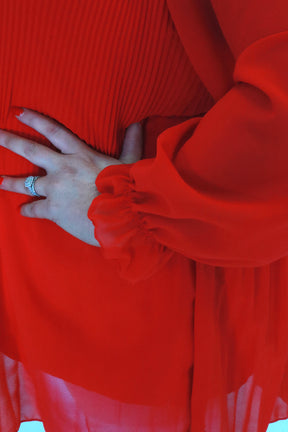 Maizie Pleated Blouse in Red