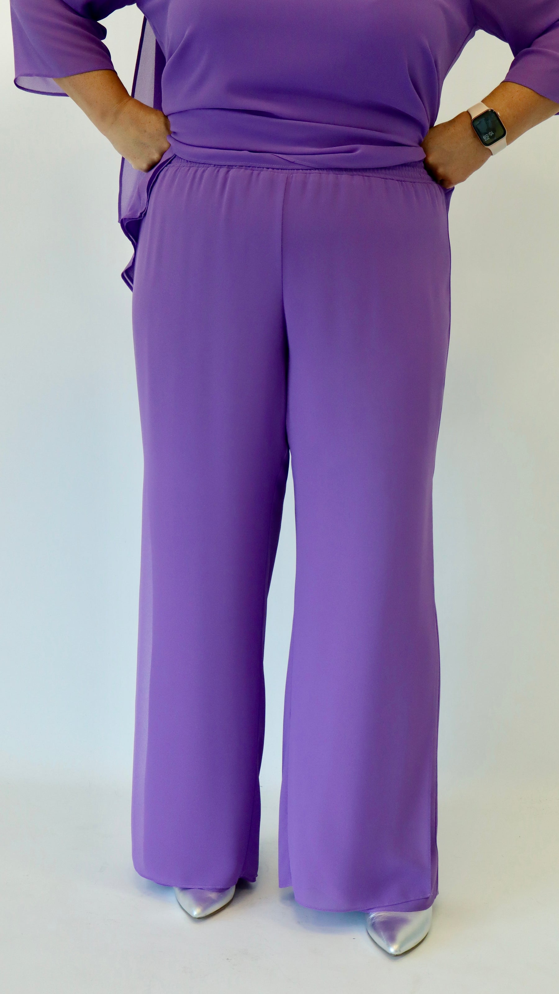 Godske Chiffon Elasticated Purple Trousers