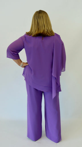 Godske Chiffon Elasticated Purple Trousers