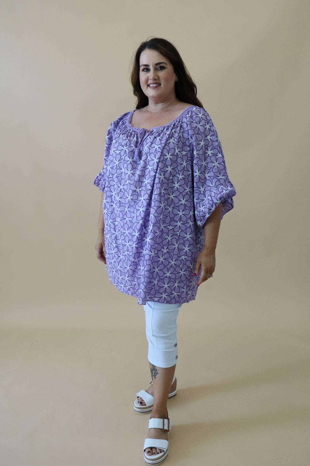 Rosie Printed Blouse in Purple