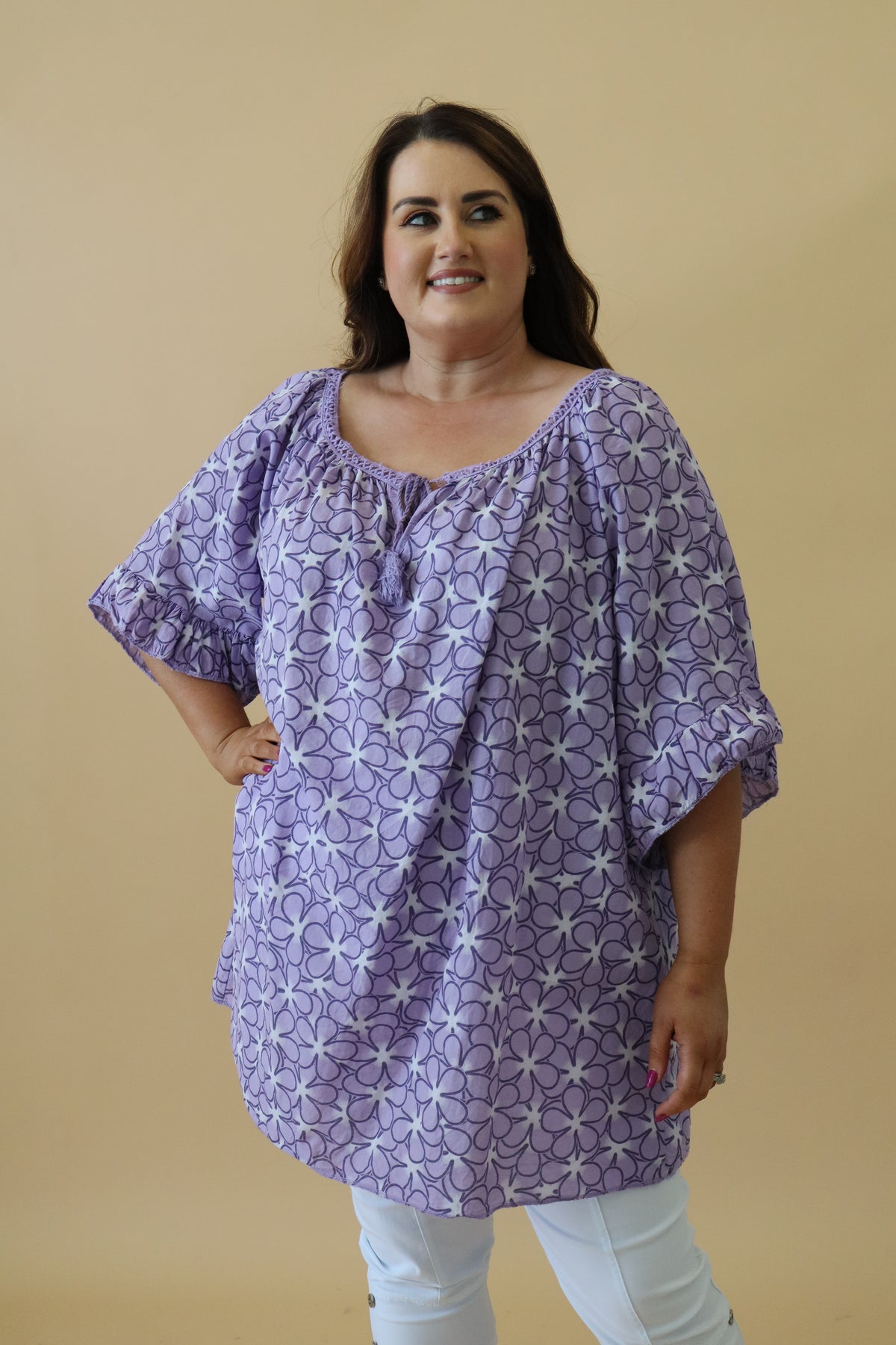 Rosie Printed Blouse in Purple