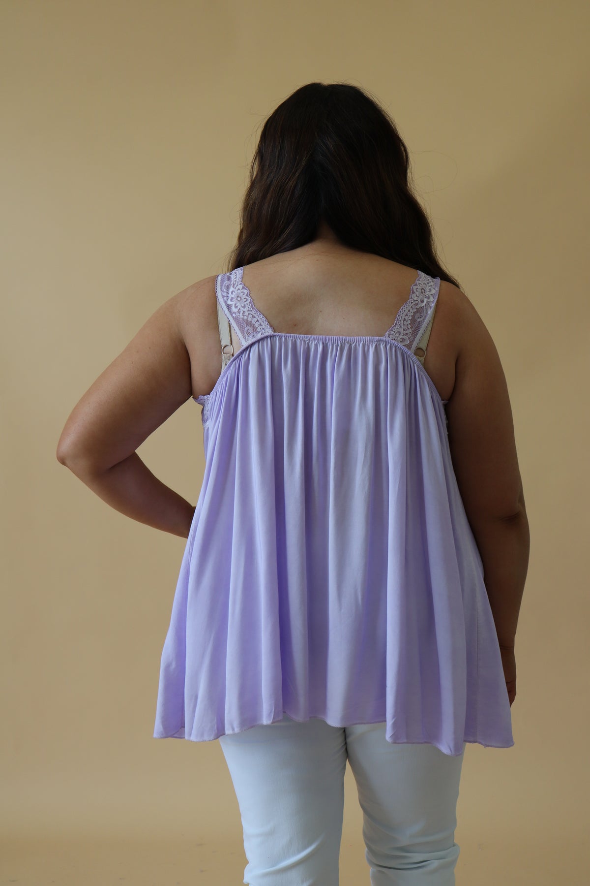 Lily Lace Trim Cami in Lavender