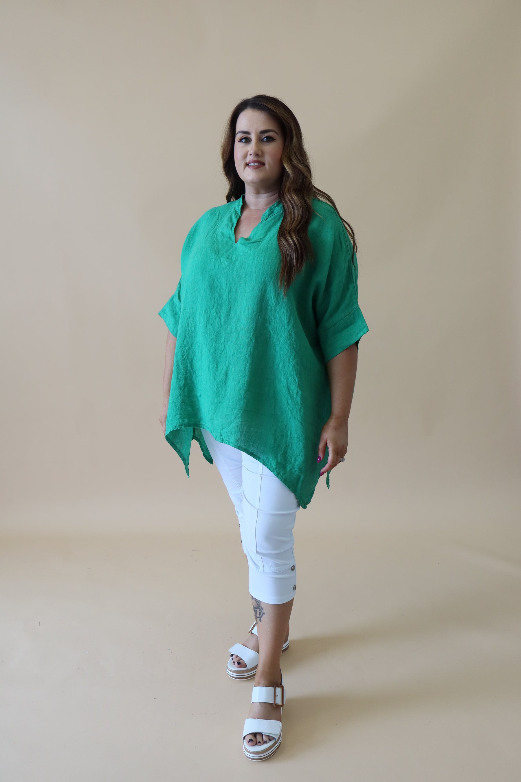 Jessie Linen Tunic in Green