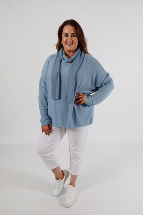Caroline Jumper with Scarf in Blue