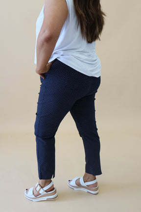 Pinns Ankle Grazer in Navy Polkadot