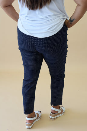 Pinns Ankle Grazer in Navy Polkadot