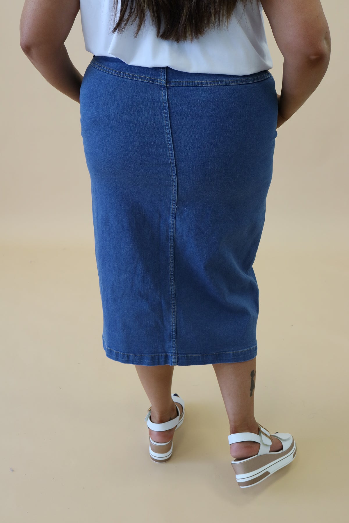 Pinns Button Up Denim Skirt In Blue