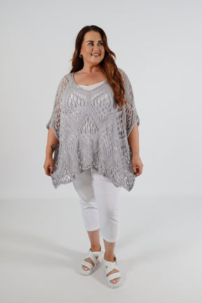Tara Crochet Top in Grey